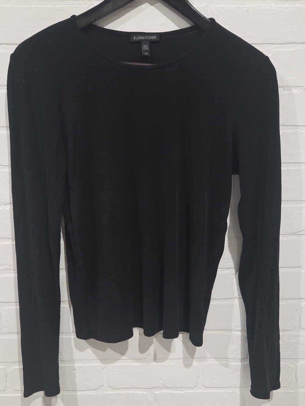 Eileen Fisher Silk Long-Sleeve Crewneck Top